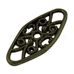 Tibetan Style Links/Connectors, Oval, Cadmium Free & Nickel Free & Lead Free, Antique Bronze, 24x11x2mm, Hole: 2mm