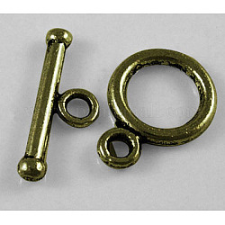 Tibetan Style Alloy Toggle Clasps, Cadmium Free & Nickel Free & Lead Free, Ring, Antique Bronze, 14x10mm, Hole: 2mm