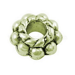 Tibetischen Stil Legierung Zwischenperlen, Bleifrei und Cadmiumfrei und Nickel frei, Blume, Antik Bronze, 6x3 mm, Bohrung: 2.5 mm