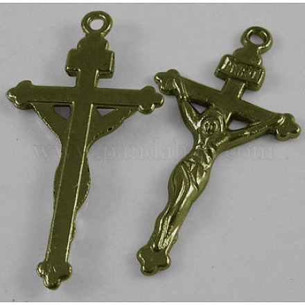 Colgantes de cruz crucifijo de aleación de estilo tibetano con tema de Pascua MLF1166Y-1