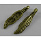 Tibetan Style Alloy Pendants, Feather, Cadmium Free & Nickel Free & Lead Free, Antique Bronze, 4x2mm, Hole: 1.5mm
