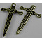 Tibetan Style Metal Dagger Pendants, Lead Free & Nickel Free & Cadmium Free, Antique Bronze Color, 33mm long, 52mm wide, 3mm thick, hole: 3.5mm