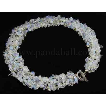 Fashion Opalite Chips Jewelry Necklaces with Brass Findings N313-10-1