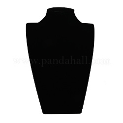 Necklace Standing Bust Displays, Velveteen, Black, 180x111x290mm