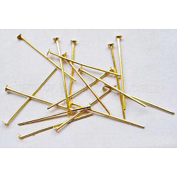 Iron Flat Head Pins, Cadmium Free & Nickel Free & Lead Free, Golden, 24x0.75~0.8mm, 20 Gauge, about 8100pcs/1000g, Head: 2mm