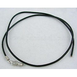 Création de collier, imitation de collier en cuir cordon , platine, noir, 1.5 mm de diamètre, 18 pouce