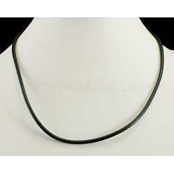 Резиновый шнур с латунной фурнитурой, платина, чёрные, диаметром около 3 мм , 17 дюйм в длину
