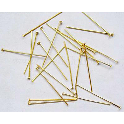 Iron Flat Head Pins, Cadmium Free & Nickel Free, Nickel Free, Golden Color, Size: about 0.75~0.8mm thick, 28mm long, about 8400pcs/1000g
