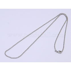 304 Stainless Steel Rolo Chain Necklaces, Stainless Steel Color, 19inch(48.3cm), 3mm