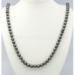 Halsketten mit magnetischen Mala-Perlen aus synthetischem Hämatit, Schwarz, 29.92 Zoll (76 cm)