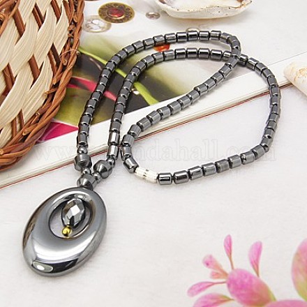 Magnetic Synthetic Hematite Necklaces NJEW-D032-7-1