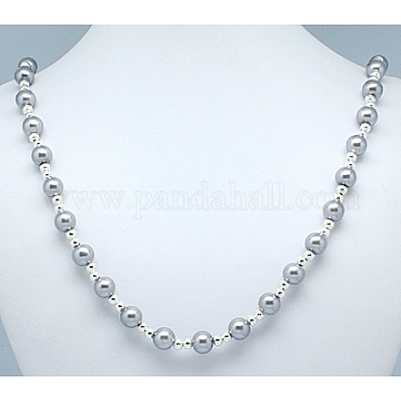 Collane di perla in vetro NJEW-JN00128-17-1
