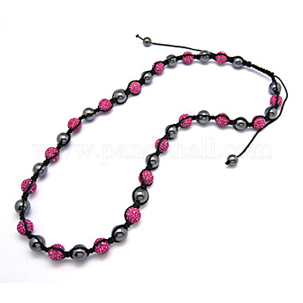 Fashion Polymer Clay Rhinestone Necklaces NJEW-Q172-4-1