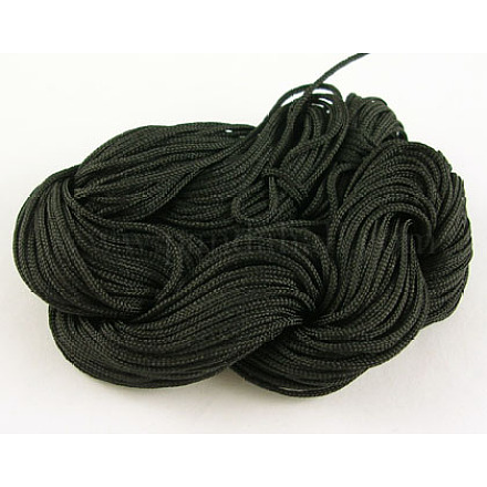 ナイロン糸  作るカスタム織りブレスレットのためのナイロン製のアクセサリーコード  ブラック  1mm  28m /バッチ NT024-1