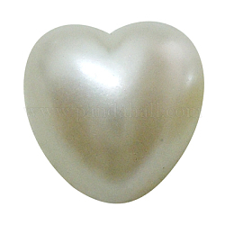 Amateurs jour idées cadeaux cabochons acryliques, style perle imitée, cœur, blanc, taille:  Largeur environ 8mm, Longueur 8mm, épaisseur de 3.5mm