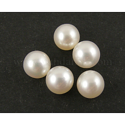Natural Cultured Freshwater Pearl Beads Strands, Round, Natural, Polished, Grade A, Half Drilled Hole, White, about 6~6.5mm in diameter, hole: 0.8mm