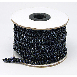 Бисер шнур, стекло, чёрные, 6 мм, около 10.93 ярда (10 м) / рулон