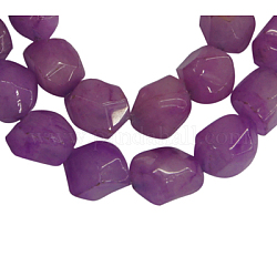 Natürliche Jade Perlen Stränge, facettierte Nuggets, gefärbt, ca. 8 mm breit, 10 mm lang, Bohrung: 1 mm, 47 Stück / Strang, 15.5 Zoll