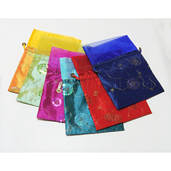 Organza Bags, Rectangle, Mixed Color, Size: about 16cm wide, 23cm long