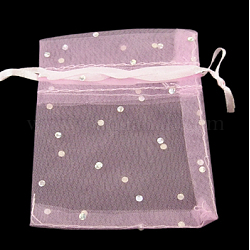 Organza Bags, with Sequins, Pink about 13cm wide, 18cm long