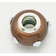 シェルパールヨーロッパのビーズ  ラインストーンとシルバー色の真鍮の二重コアを持つ  ロンデル  コーヒー  サイズ：直径約15mm  厚さ10mm  穴：5mm OPDL-N001-1-1