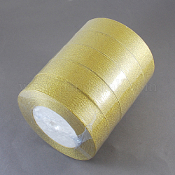 Glitter Metallic Ribbon, Sparkle Ribbon, DIY Material for Organza Bow, Double Sided, Goldenrod, 1 inch(25mm), 25yards/roll(22.86m/roll), 5rolls/set