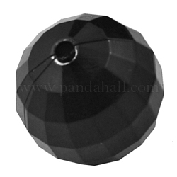 Colorful Acrylic Beads, Imitation Jade, Faceted Round, Black, about 20mm in diameter, hole: 2mm, about 109pcs/500g