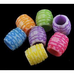 Acrylic European Beads, Large Hole Beads, No Metal Core, Barrel, Mixed Color, about 10mm in diameter, 10mm thick, hole: 6mm, about 2000pcs/500g