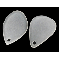 Transparent Acrylic Pendants, Leaf, Frosted, White, about 18mm long, 12mm wide, 3mm thick, hole:1.5mm, about 2500pcs/500g