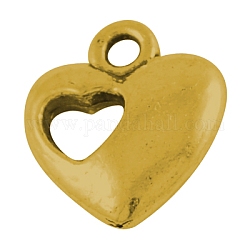 Подвески из сплава , без кадмия и без свинца, сердце, античное золото , 13x11x3 мм, отверстие : 1.5 мм