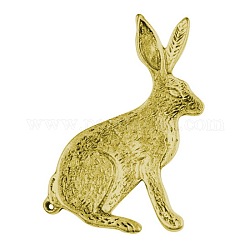 Metal Alloy Bunny Pendants, Lead Free, Nickel Free and Cadmium Free, Antique Golden, Halloween Rabbit, 44x26x2mm, hole: 2mm
