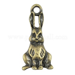 Tibetan Style Alloy Pendants, Lead Free & Cadmium Free, Rabbit, Antique Bronze, 23.5x10.3x2.8mm, Hole: 2mm