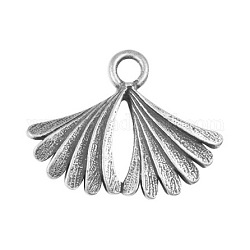 Metal Alloy Pendants, Nickel Free, Fan, Antique Silver, Size: about 22mm long, 28mm wide, 2mm thick, hole: 2mm,  Nickel Free.