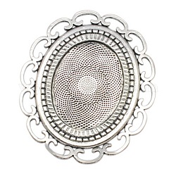 Oval Legierung Fassungen für Cabochon, diy Material für Haar-Accessoires, Nickelfrei, Antik Silber Farbe, Fach: 40x30 mm, 68x59x2 mm.