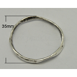 Metal Alloy Pendants, Lead Free & Nickel Free, Ring, Antique Silver Color, Size: about 35mm in diameter, 4mm thick, hole: 2mm