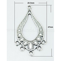 Alloy Links, Cadmium Free & Nickel Free & Lead Free, teardrop, Antique Silver Color, 47x25.5x1mm, Hole: 2mm