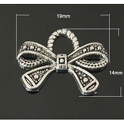 Alloy Pendants, Cadmium Free & Nickel Free & Lead Free, Bowknot, Antique Silver, 14x19x2mm, Hole: 4mm