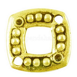 Square Alloy Connector Rhinestone Settings, Lead Free and Cadmium Free, Antique Golden, 11.5x2mm, Hole: 1.5mm