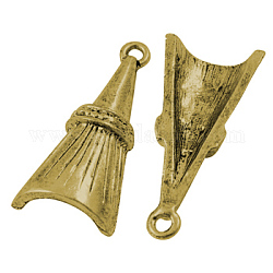 Alloy Pendants, Lead Free and Cadmium Free, Antique Golden, 33mm long, 16mm wide, 1mm thick, hole: 2.5mm