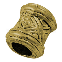 Abalorios europeos de aleación, sin plomo y cadmio, columna, oro antiguo, 10.5x8x10.5mm, agujero: 4 mm