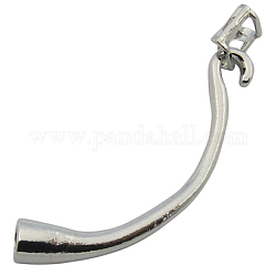 Metal Hook and Eye Clasps, Platinum Color, Size: about 9mm wide, 64mm long, 8mm thick, hole, 6mm