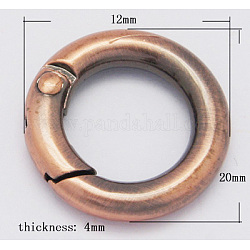 Anillos de puerta de resorte de aleación, o anillos, cobre rojo, 6 calibre, 20x4mm, diámetro interior: 12 mm
