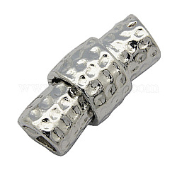 Alloy Magnetic Clasps, Leather Clasps, Tube, Platinum, 10x23mm, Hole: 5mm