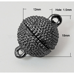Alloy Magentic Clasps, Round, Gunmetal, 18x12mm, Hole: 1.5mm