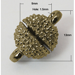 Alloy Magentic Clasps, Round, Antique Bronze, 13x9mm, Hole: 1.5mm