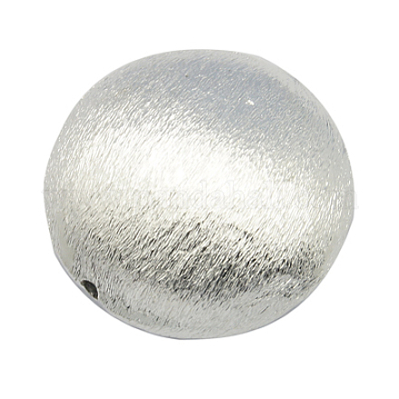 真鍮の織り目加工のビーズ  フラットラウンド  ニッケルフリー  銀色のメッキ  直径約26mm  厚さ9mm  穴：3mm. PALLOY-G015-S-1