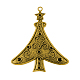 クリスマスツリー合金チャームラインストーンのセッティング  カドミウムフリー＆ニッケルフリー＆鉛フリー  アンティーク黄金  78x65x2mm PALLOY-4130-AG-FF-1