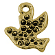 鳥合金のペンダントラインストーンのセッティング  鉛フリー及びカドミウムフリー  アンティーク黄金  13x11.5x2mm  穴：1.5mm PALLOY-EAAA012Y-AG-1