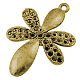 花の合金のペンダントラインストーンのセッティング  鉛フリー及びカドミウムフリー  アンティーク黄金  43x29x4.5mm  穴：2.5mm PALLOY-EAAA099Y-AG-1