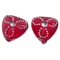Plating Acrylic Beads, Metal Enlaced, Triangle, Red, 9x9mm, Hole: 1mm, about 2700pcs/500g
